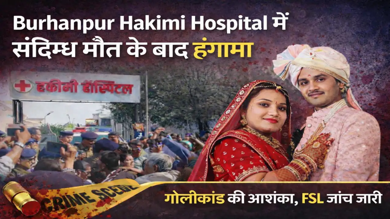 बुरहानपुर हाकिमी हॉस्पिटल के बाहर पुलिस और ग्रामीणों की भीड़ - Burhanpur Hakimi Hospital Death Case