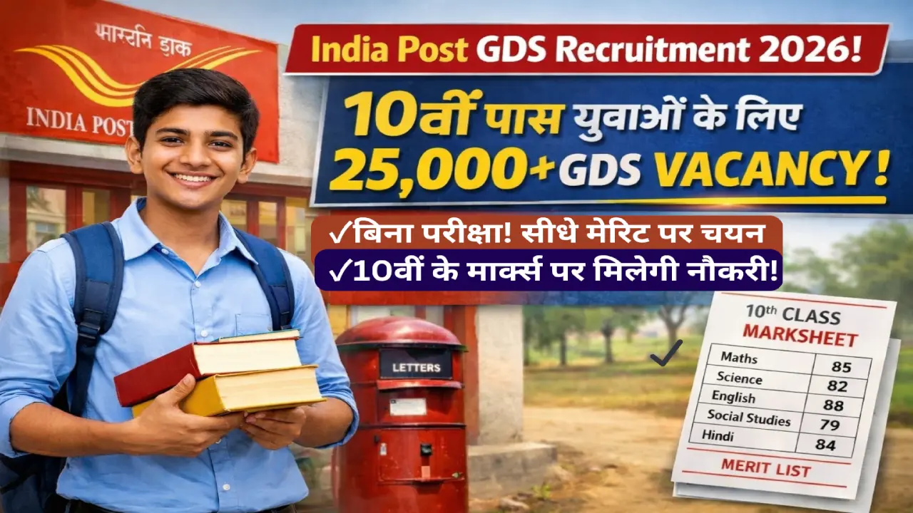 India Post GDS Recruitment 2026: 25,000+ GDS पद 10वीं पास के लिए