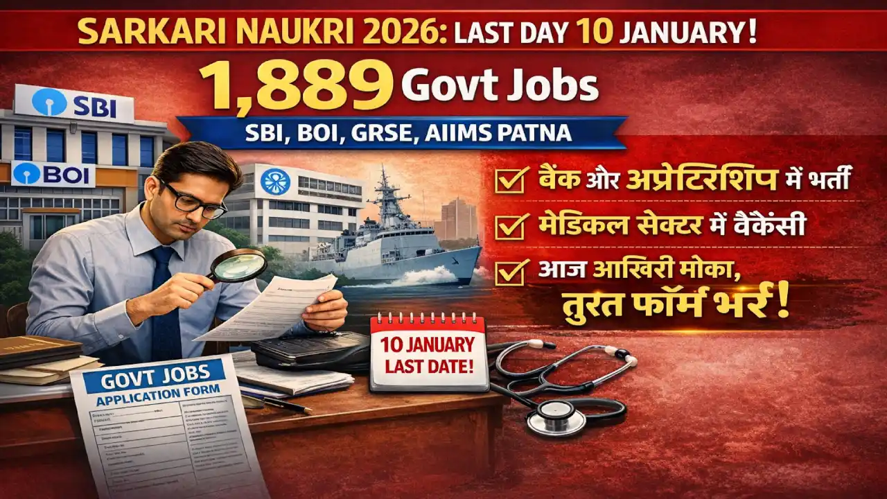 Sarkari Naukri 2026: 1889 jobs in SBI BOI GRSE AIIMS Patna