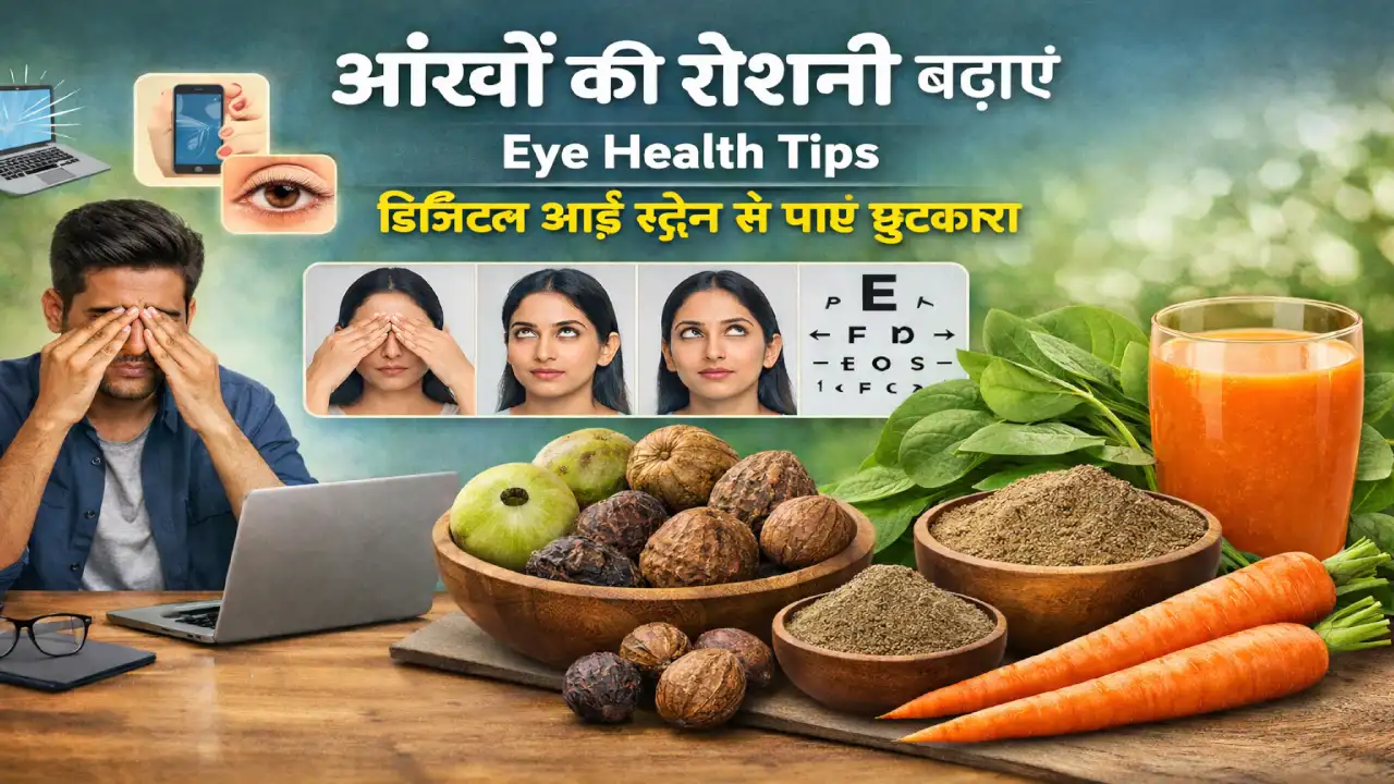 आंखों की रोशनी बढ़ाने और चश्मा हटाने के सबसे प्रभावी Eye Health Tips और घरेलू उपाय।