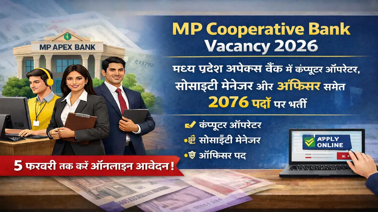 MP Cooperative Bank Vacancy 2026 में 2076 पदों पर भर्ती