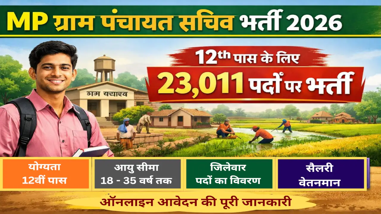 Mp Gram Panchayat Sachiv Recruitment 2026 notification for 12th pass 23011 posts