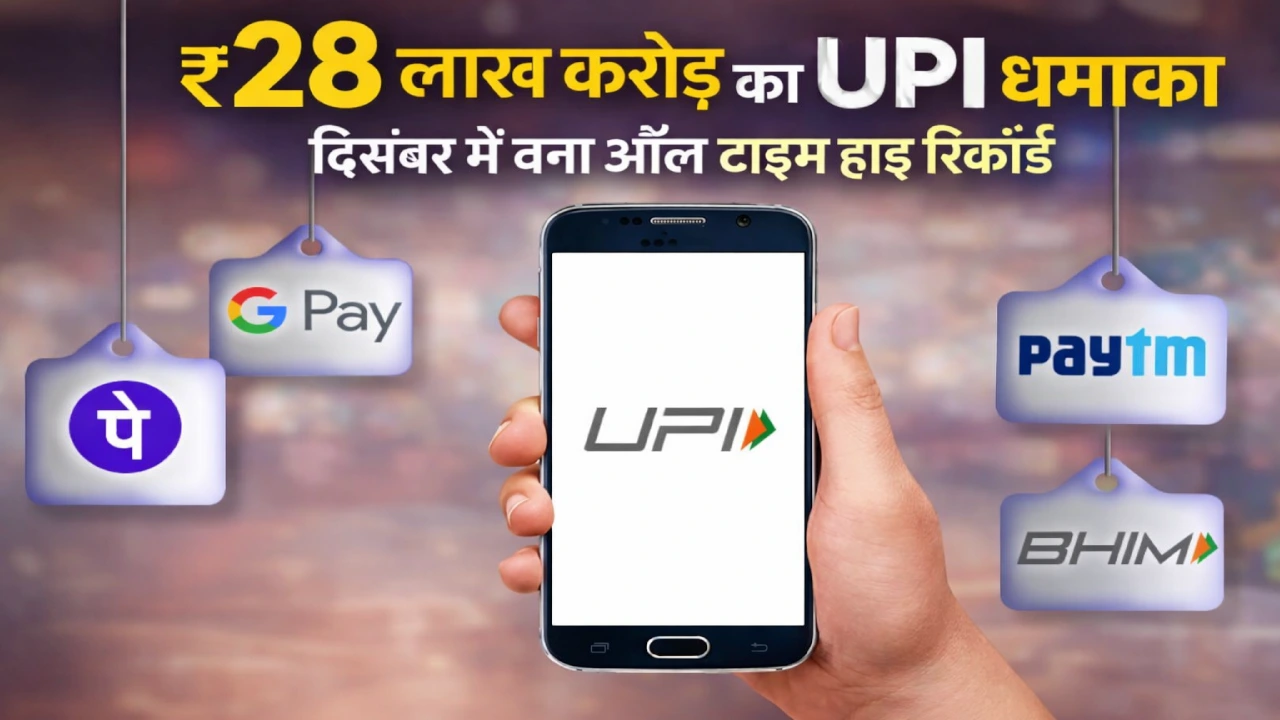 UPI transactions December 2024 reached 28 lakh crore rupees with 21.6 billion transactions