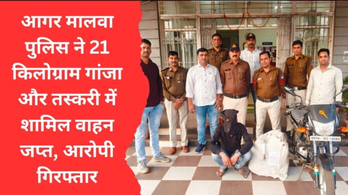 आगर मालवा पुलिस की बड़ी कार्रवाई: 21 किलोग्राम गांजा बरामद, आरोपी गिरफ्तार